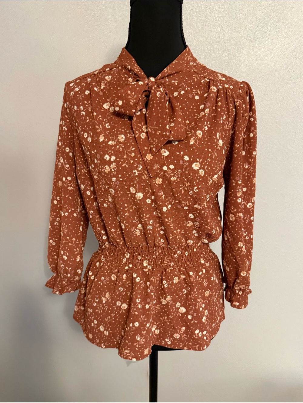 Fall Floral Smocked Waist Blouse